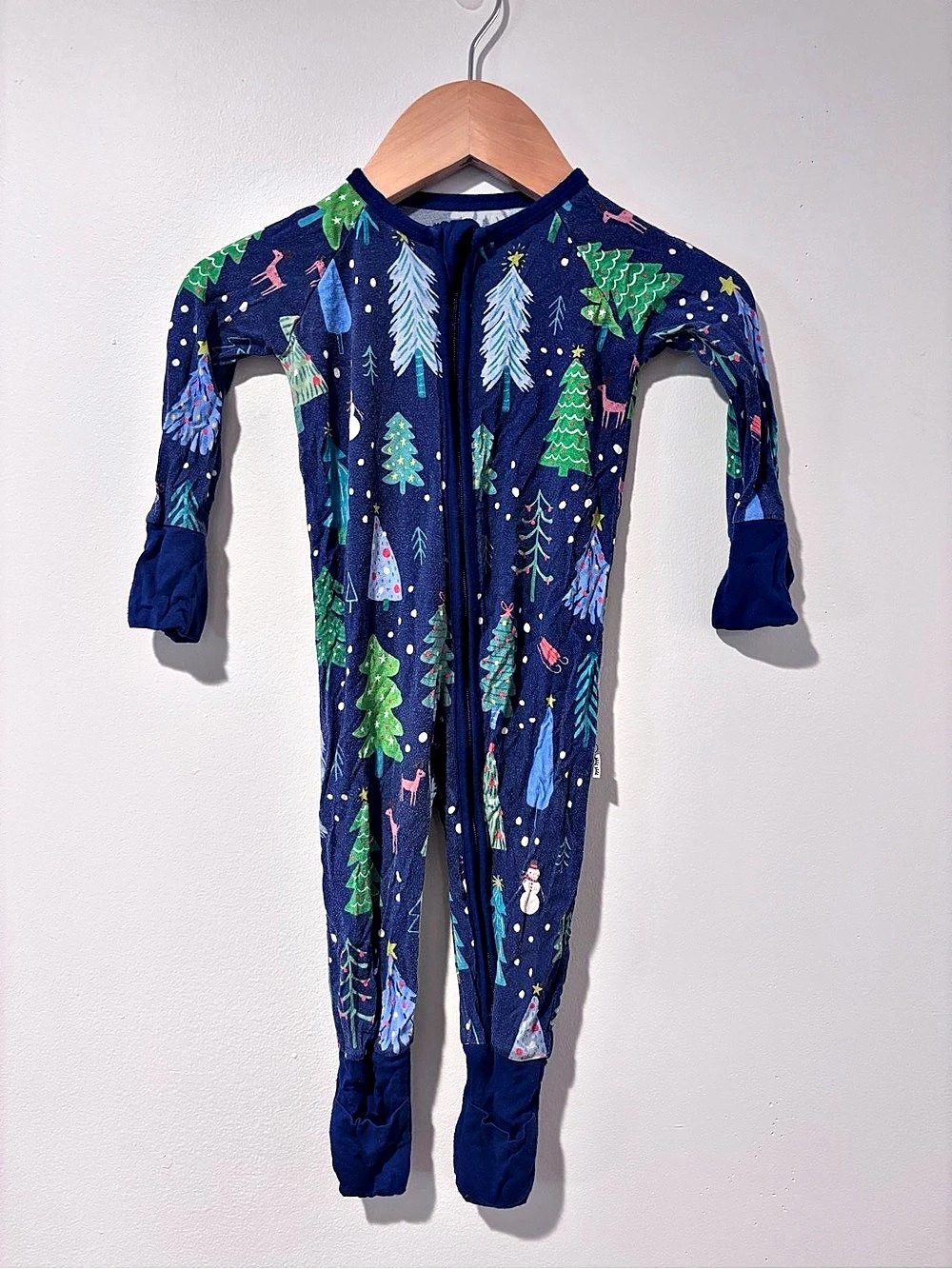 Little Sleepies Twinkling Trees Zippy Baby 3-6 Months Blue & Green Pajamas